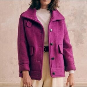 Sezane Magenta Wool Button-Up Coat